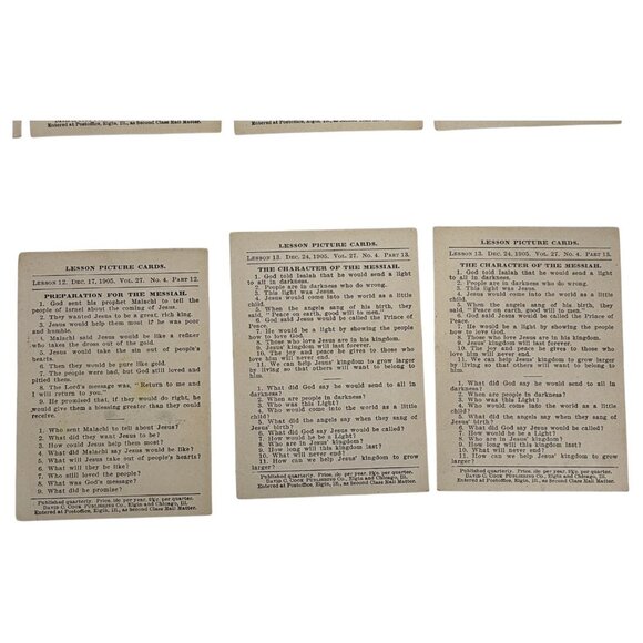 10 Antique 1905 Christian Bible Lesson Picture Cards David C Cook Duplicates - Picture 10 of 10